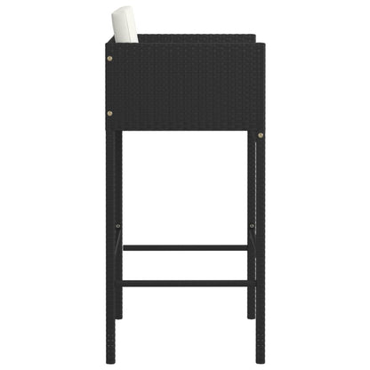 Barhocker 2 Stk. mit Kissen Schwarz Poly Rattan