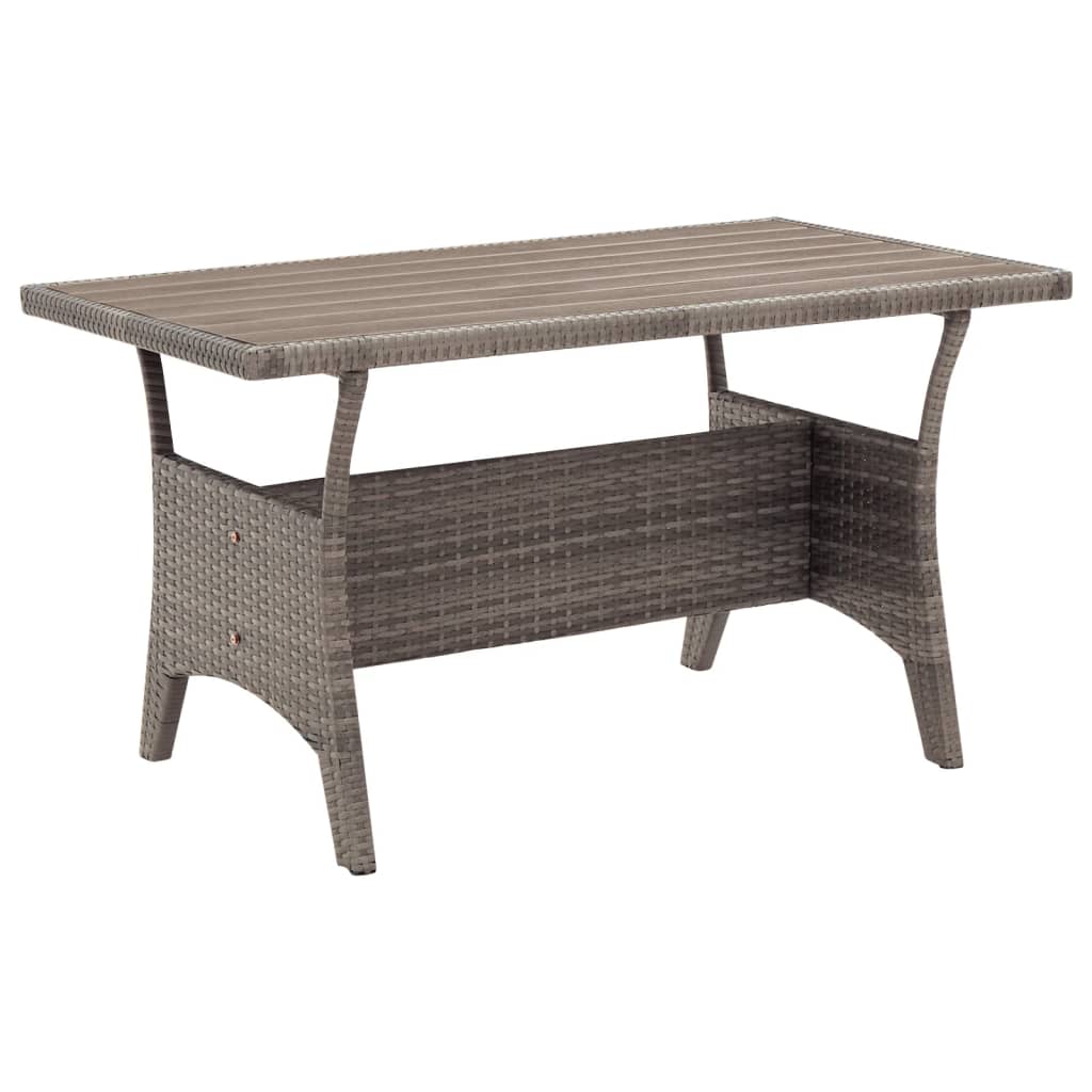 Gartentisch Grau 120x70x66 cm Poly Rattan