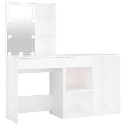 LED dressing table with cabinet white wood material