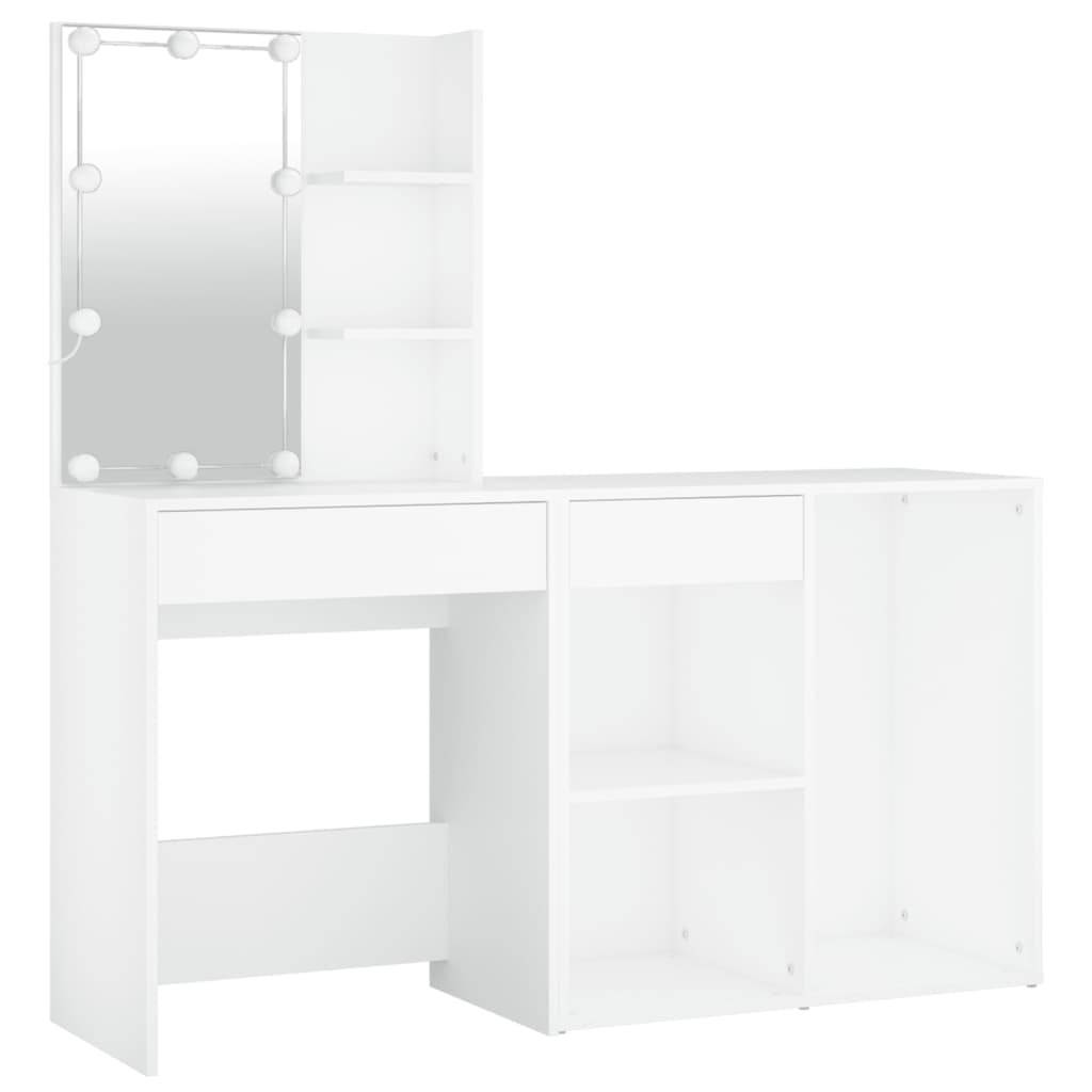 LED dressing table with cabinet white wood material