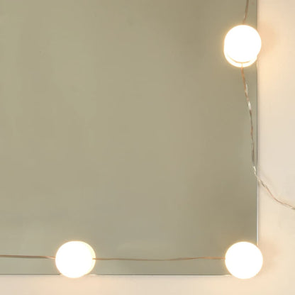 LED dressing table with cabinet white wood material