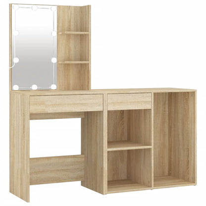 LED dressing table with cabinet Sonoma oak wood material