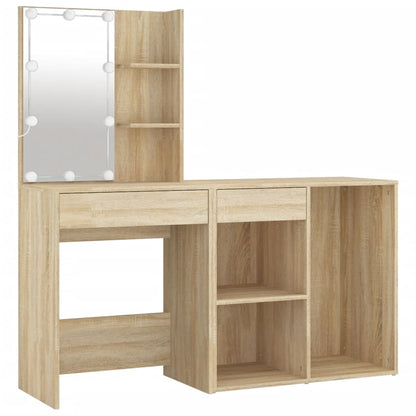 LED dressing table with cabinet Sonoma oak wood material