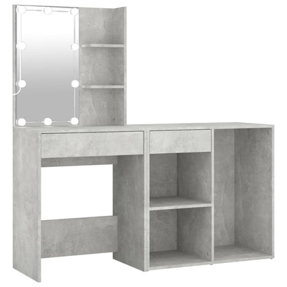 LED dressing table with cabinet concrete grey wood material