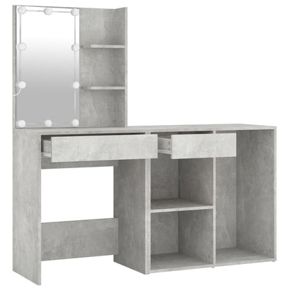 LED dressing table with cabinet concrete grey wood material