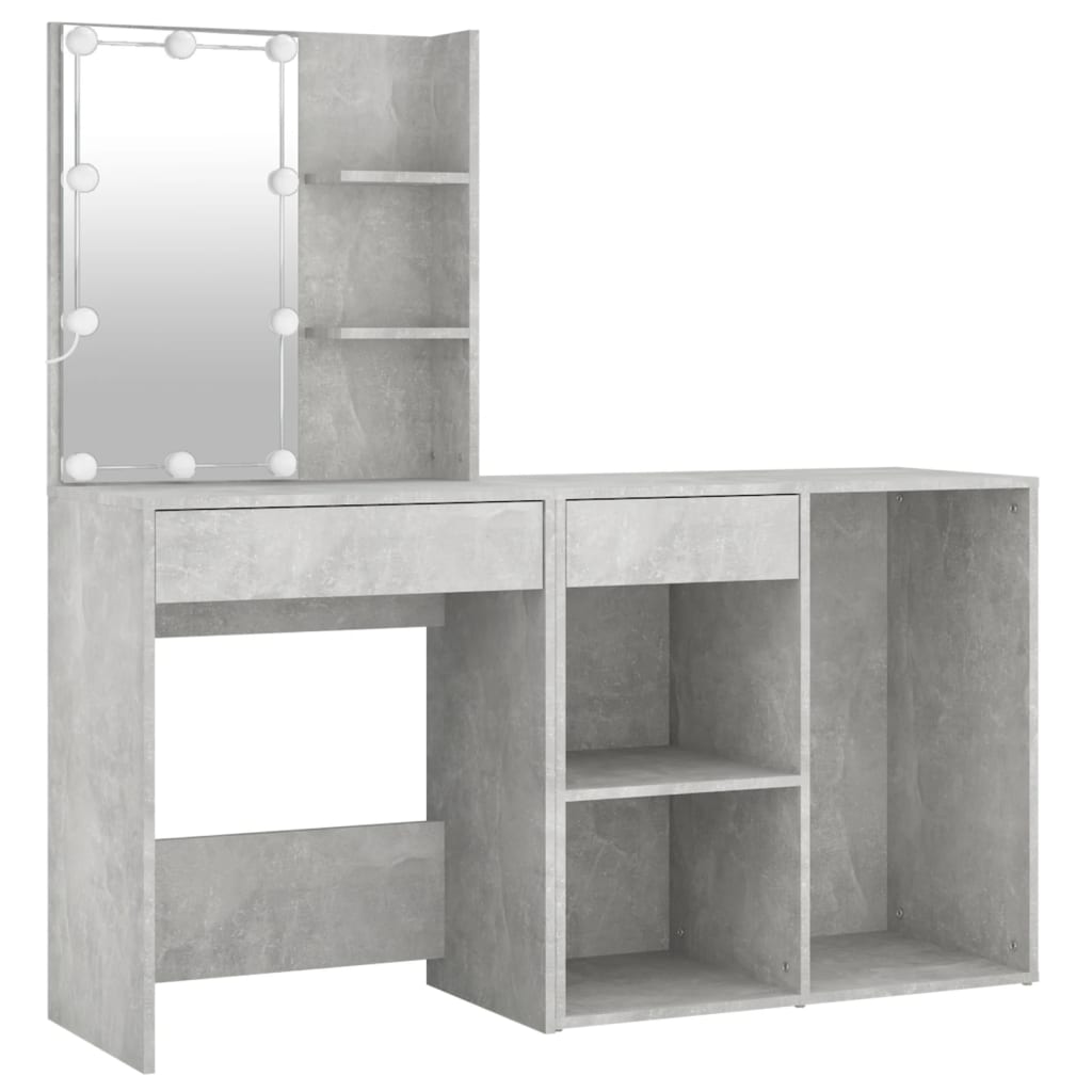 LED dressing table with cabinet concrete grey wood material