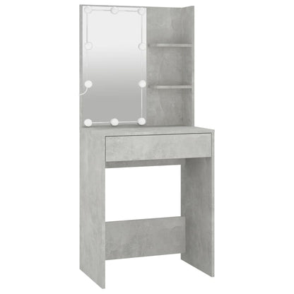 LED dressing table with cabinet concrete grey wood material