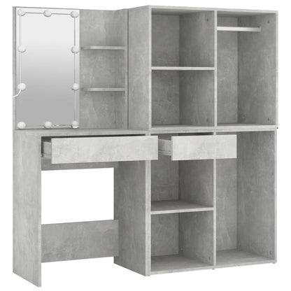 LED dressing table with 2 cabinets concrete grey wood material