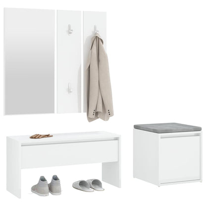 Hallway furniture set high gloss white wood material