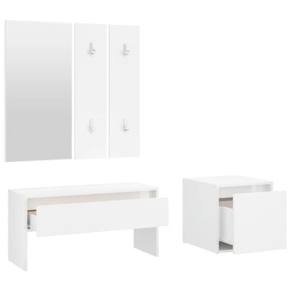 Hallway furniture set high gloss white wood material