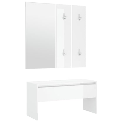 Hallway furniture set high gloss white wood material