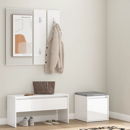 Hallway furniture set high gloss white wood material