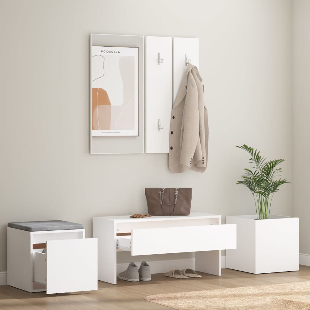 Hallway furniture set white wood material