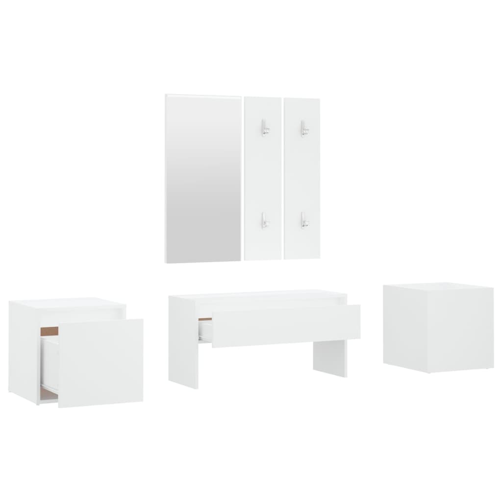 Hallway furniture set white wood material