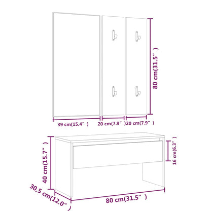 Hallway furniture set white wood material