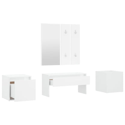 Hallway furniture set high gloss white wood material