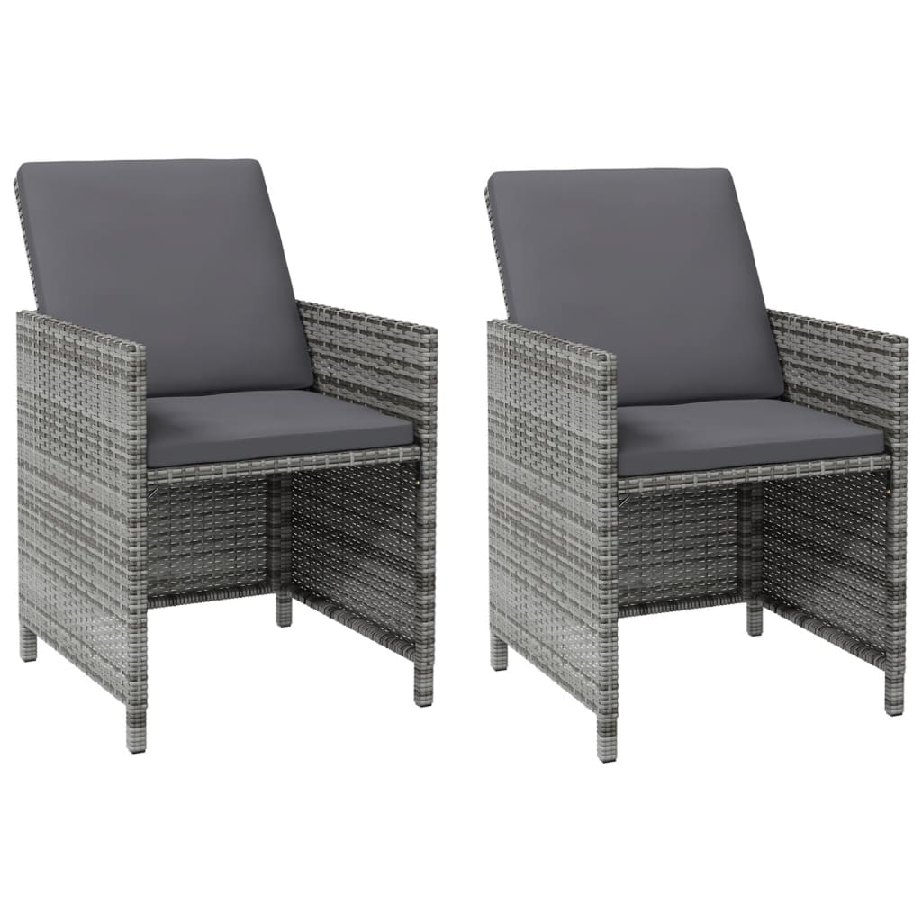 4-piece garden chair and stool set poly rattan grey