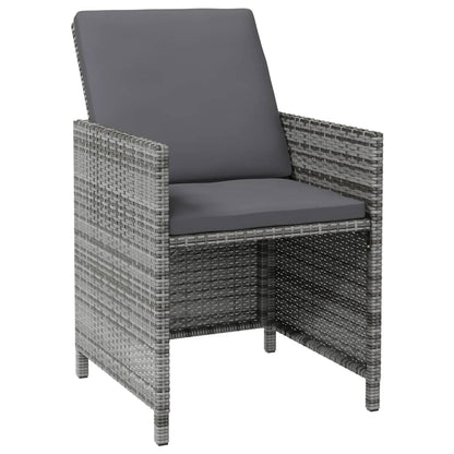 4-piece garden chair and stool set poly rattan grey