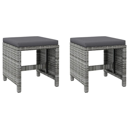 4-piece garden chair and stool set poly rattan grey