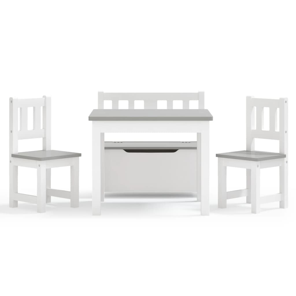 4-piece children's seating group white and grey MDF