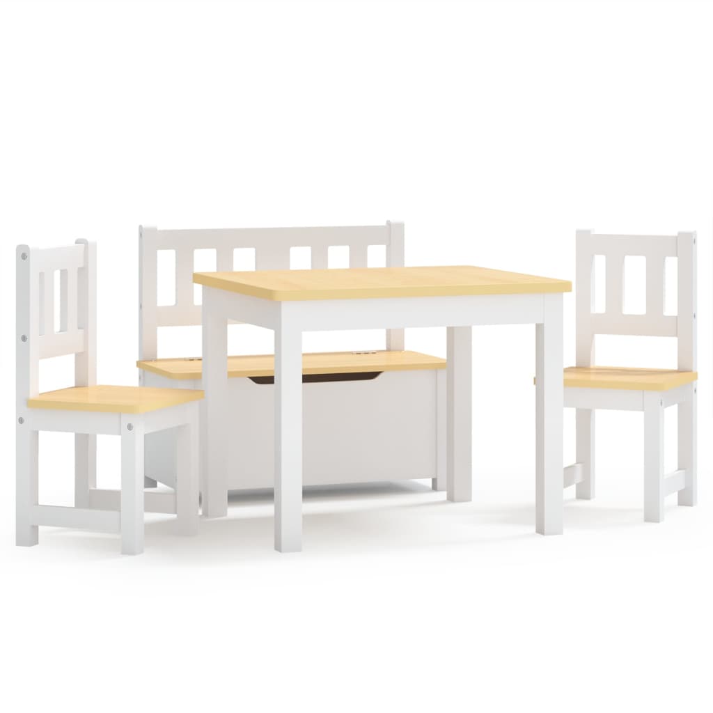 4-piece children's seating group white and beige MDF