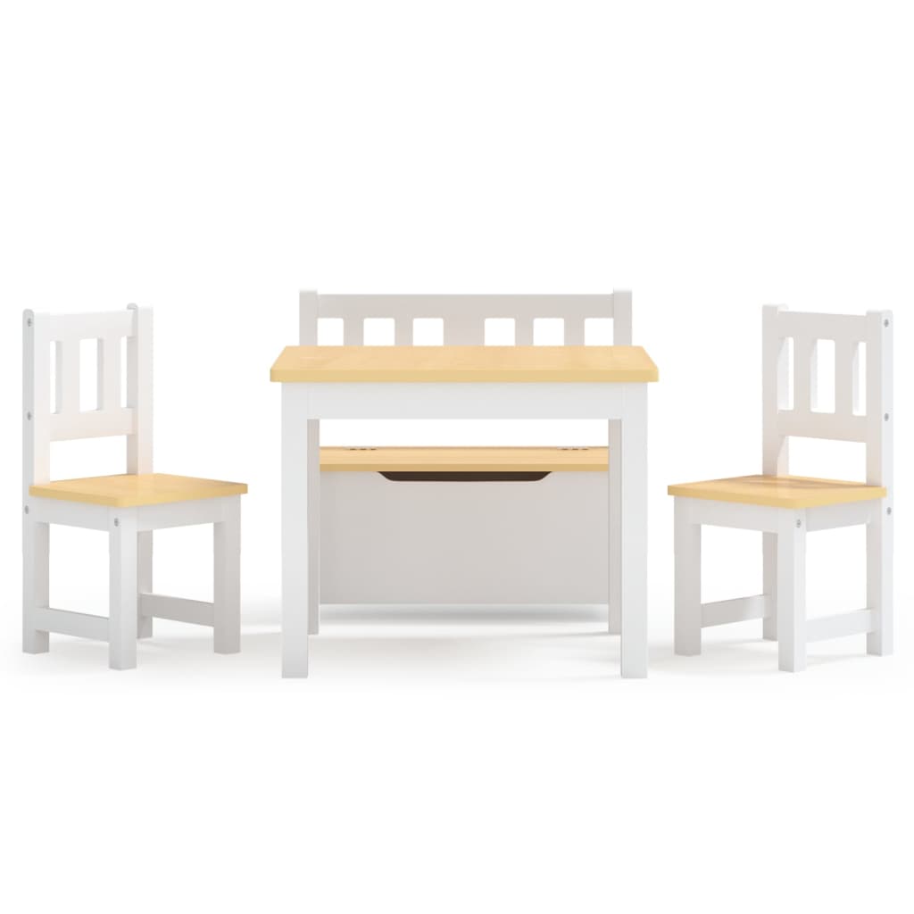 4-piece children's seating group white and beige MDF