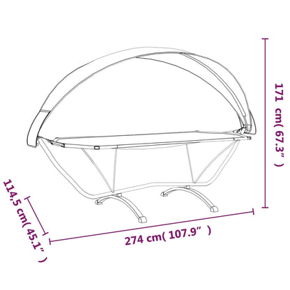 Outdoor-Loungebett mit Dach Schwarz Stahl und Oxford-Stoff