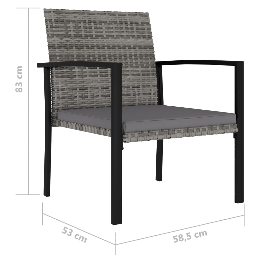 Garten-Essstühle 4 Stk. Poly Rattan Grau