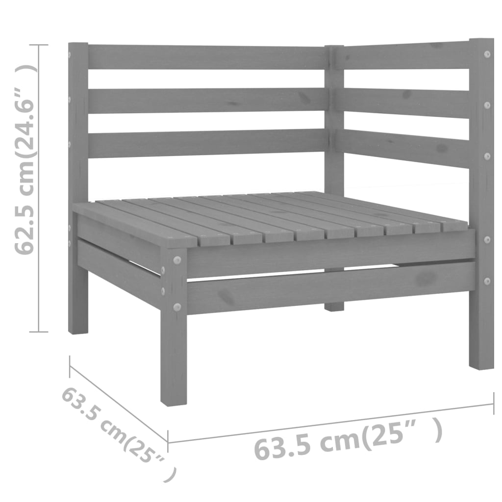 8-tlg. Garten-Lounge-Set Grau Kiefer Massivholz