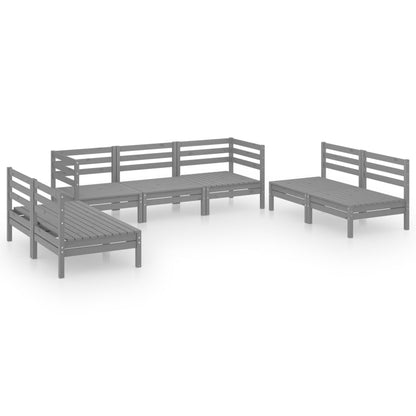 7-tlg. Garten-Lounge-Set Grau Massivholz Kiefer