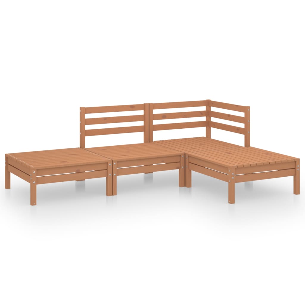 4-tlg. Garten-Lounge-Set Massivholz Kiefer Honigbraun