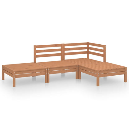 4-tlg. Garten-Lounge-Set Massivholz Kiefer Honigbraun