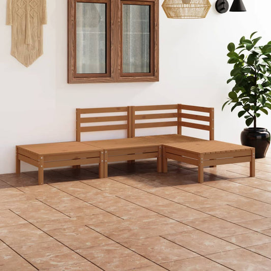 4-tlg. Garten-Lounge-Set Massivholz Kiefer Honigbraun