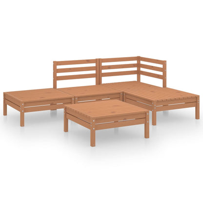 5-tlg. Garten-Lounge-Set Massivholz Kiefer Honigbraun