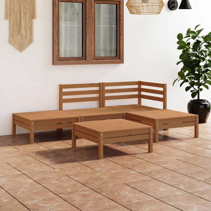 5-tlg. Garten-Lounge-Set Massivholz Kiefer Honigbraun