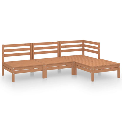 4-tlg. Garten-Lounge-Set Massivholz Kiefer Honigbraun