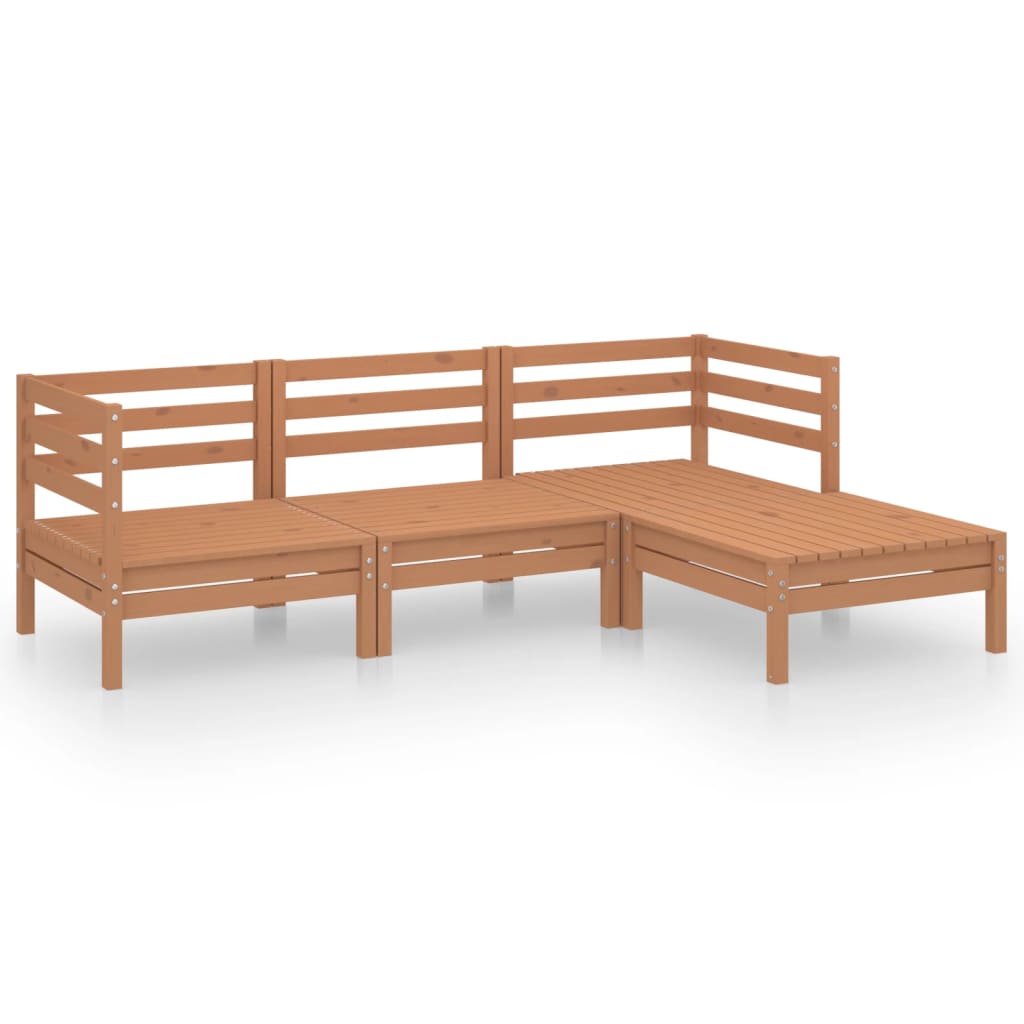 4-tlg. Garten-Lounge-Set Massivholz Kiefer Honigbraun