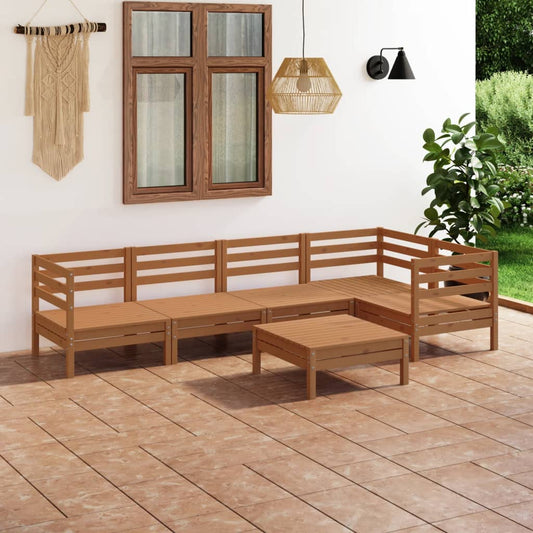 6-tlg. Garten-Lounge-Set Massivholz Kiefer Honigbraun