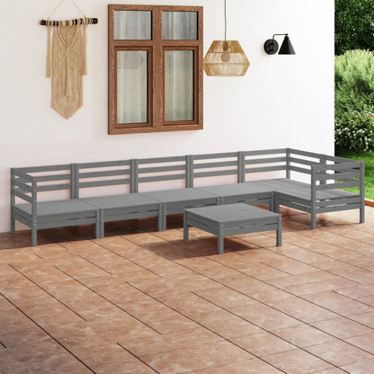 7-tlg. Garten-Lounge-Set Kiefer Massivholz Grau