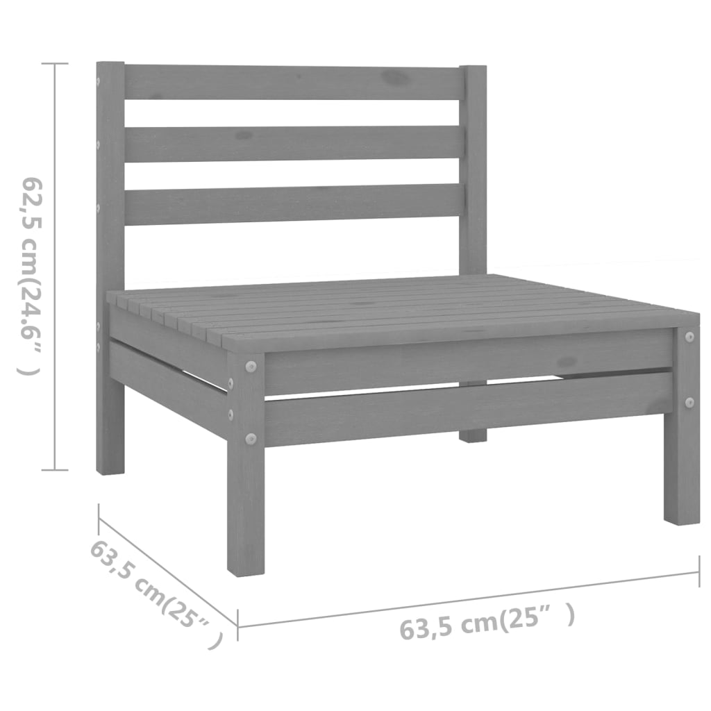 7-tlg. Garten-Lounge-Set Kiefer Massivholz Grau