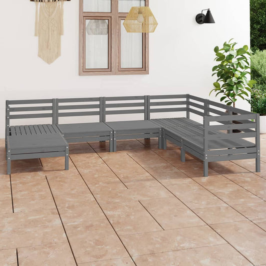 7-tlg. Garten-Lounge-Set Kiefer Massivholz Grau