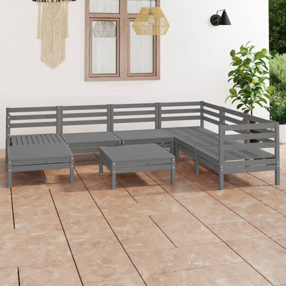 8-tlg. Garten-Lounge-Set Massivholz Kiefer Grau