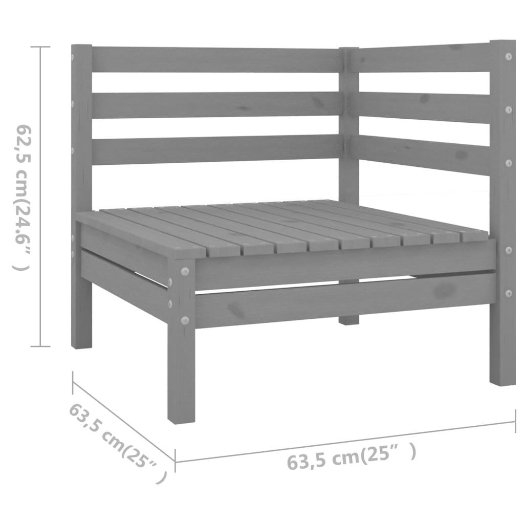 6-tlg. Garten-Lounge-Set Massivholz Kiefer Grau