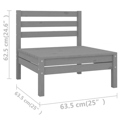 9-tlg. Garten-Lounge-Set Massivholz Kiefer Grau