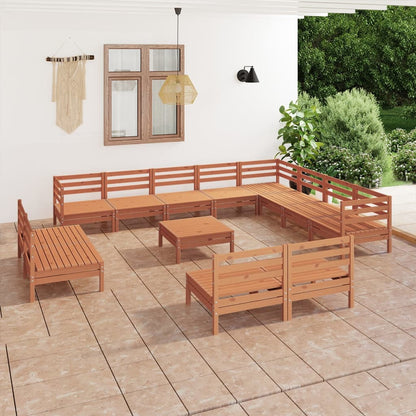 13-tlg. Garten-Lounge-Set Massivholz Kiefer Honigbraun