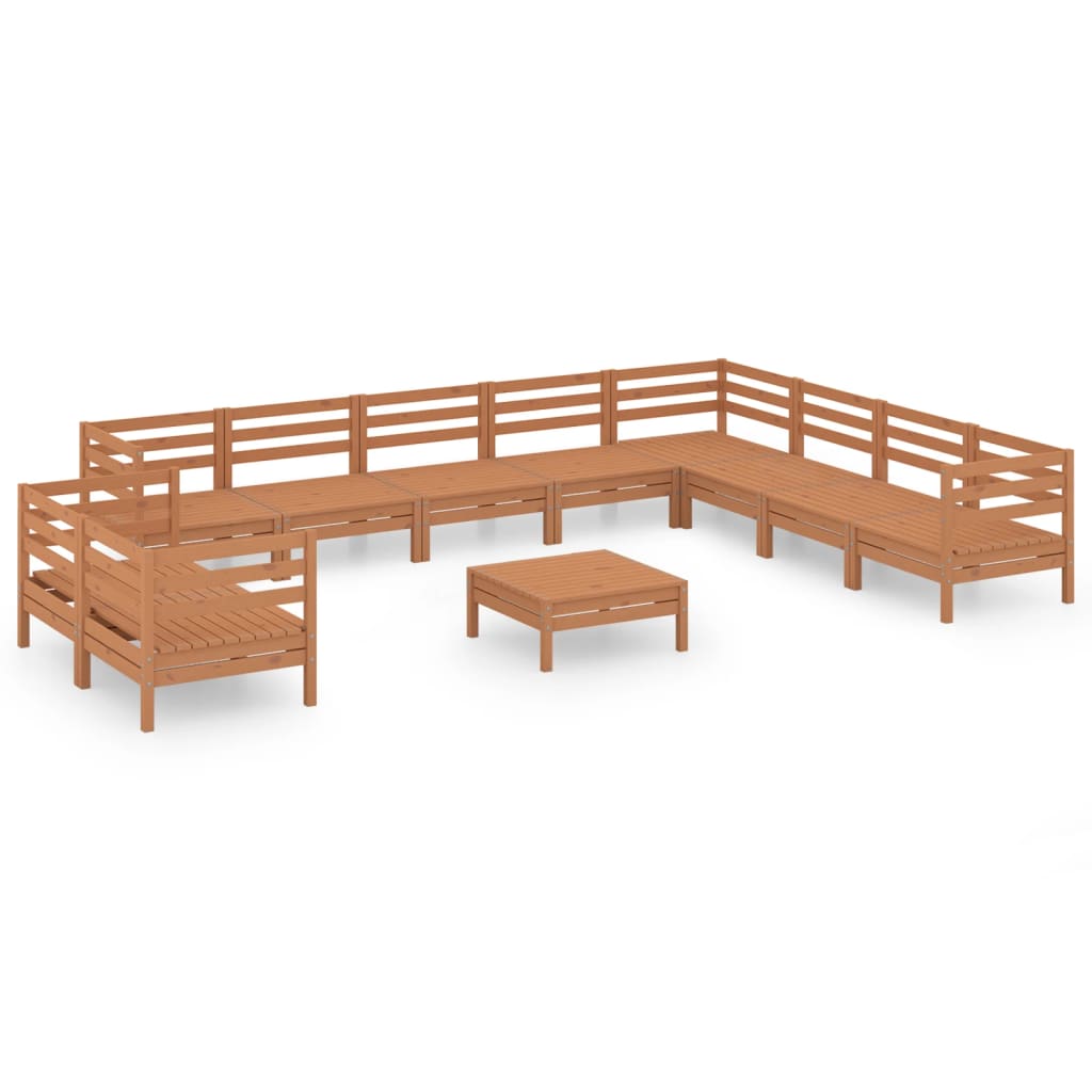 11-tlg. Garten-Lounge-Set Massivholz Kiefer Honigbraun