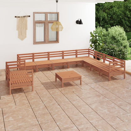 11-tlg. Garten-Lounge-Set Massivholz Kiefer Honigbraun