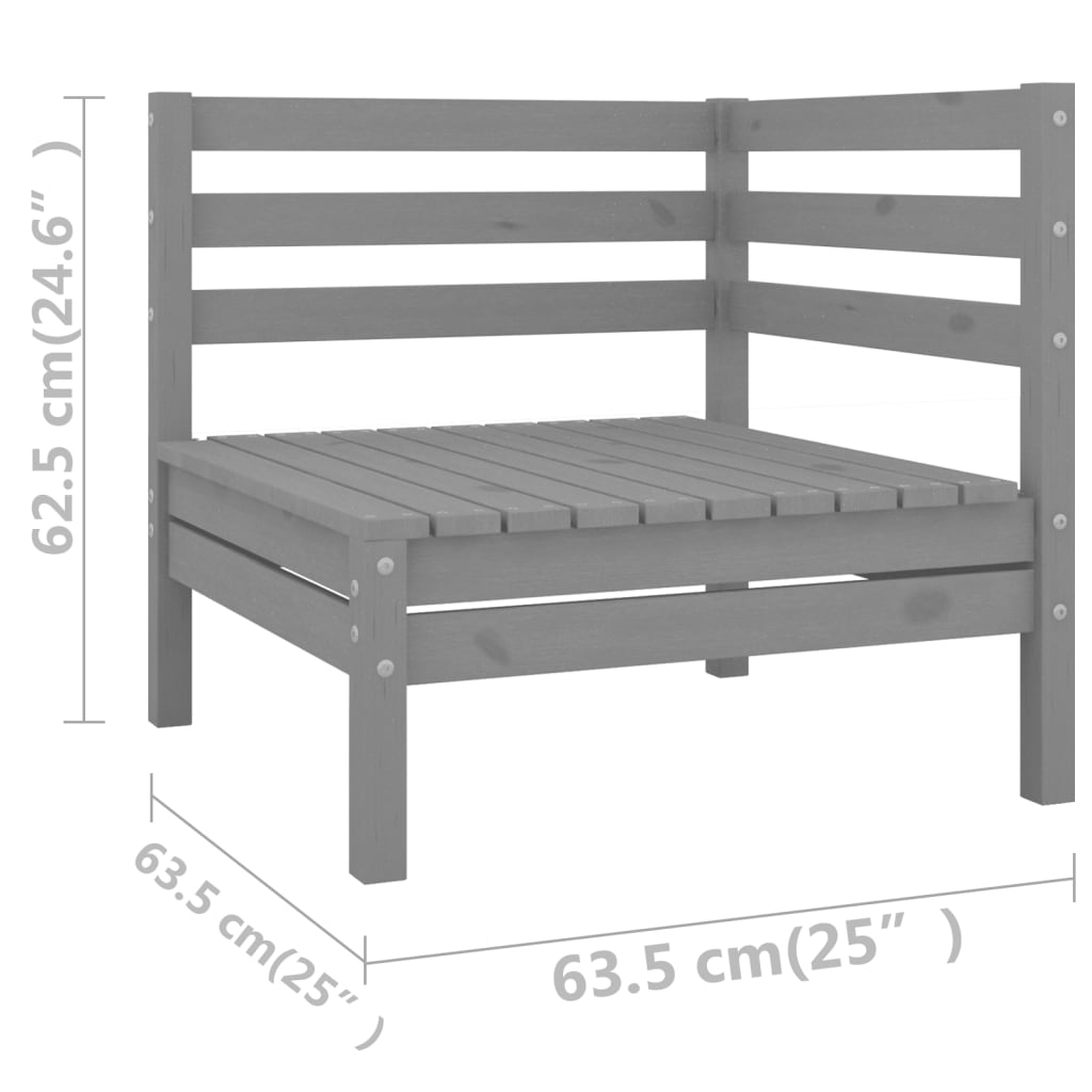 10-tlg. Garten-Lounge-Set Grau Massivholz Kiefer