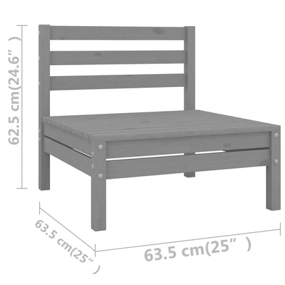 9-tlg. Garten-Lounge-Set Grau Massivholz Kiefer