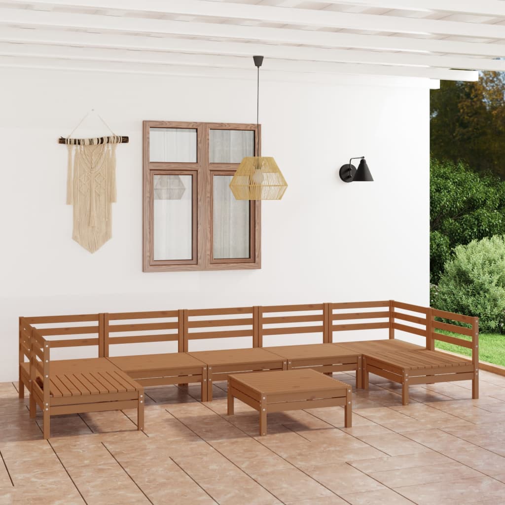 8-tlg. Garten-Lounge-Set Honigbraun Massivholz Kiefer